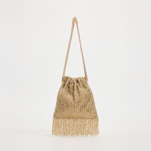 Zara Gold Beaded Rhinestone Bucket Bag Purse NWT ✨